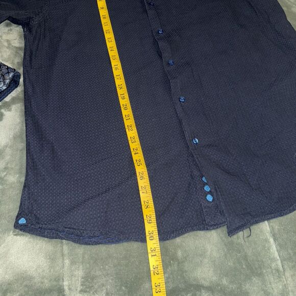 Visconti Shirt Men's XL Navy Blue Cotton Long Sleeve Casual Classic Button Up - Picture 3 of 7